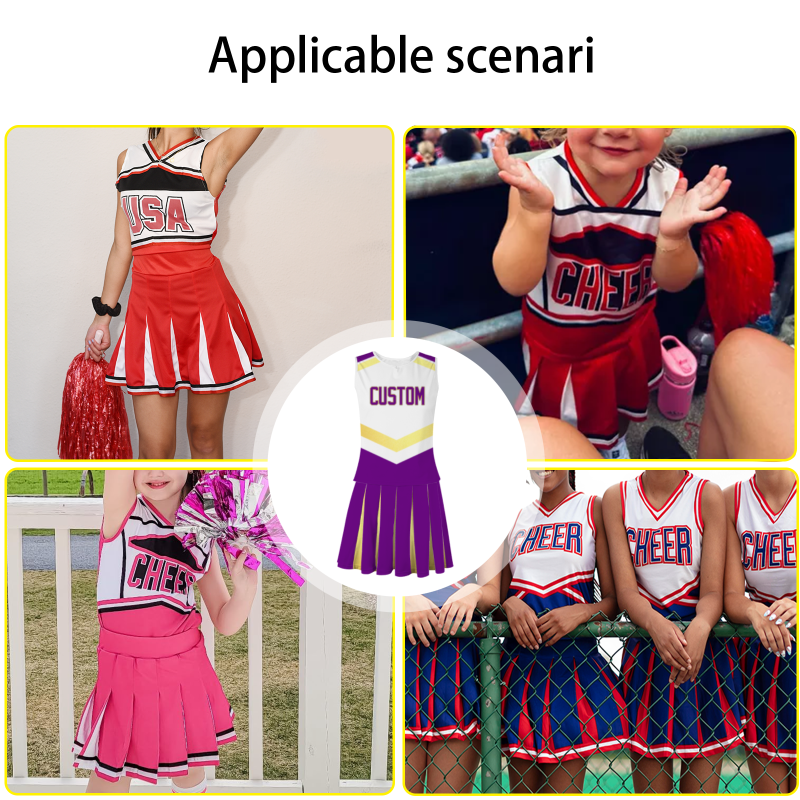 Custom Plum White-Yellow Modern Style Fashion Durable Cheerleader Outfit
