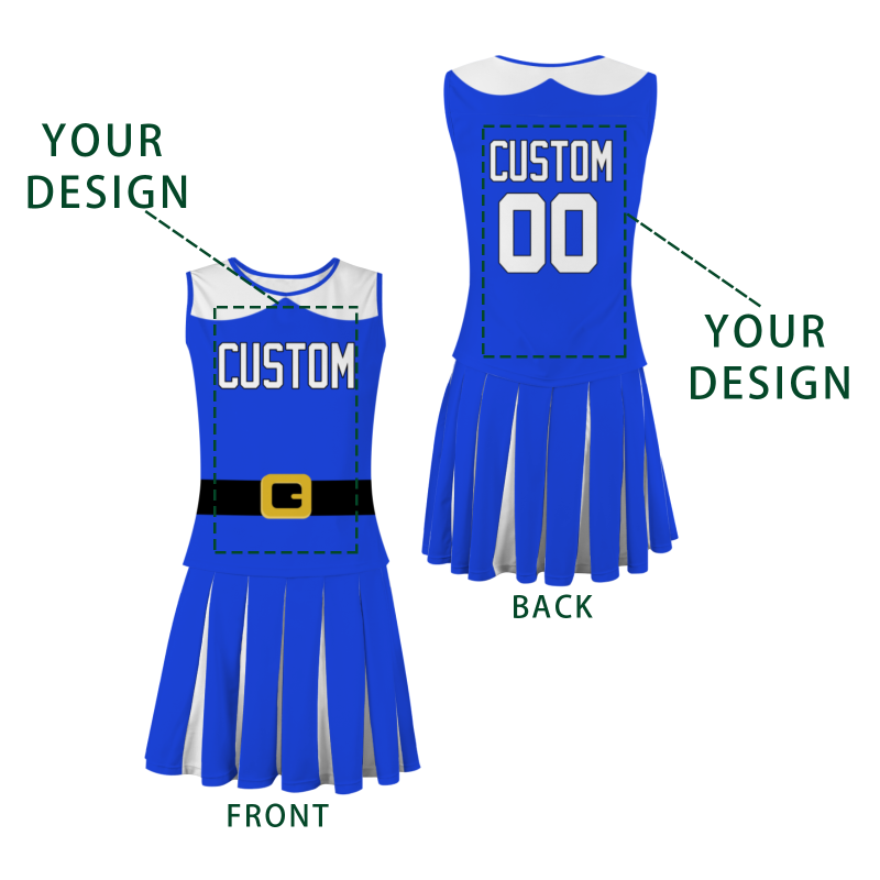 Custom Royal Blue White-Black Modern Style Fashion Durable Cheerleader Outfit