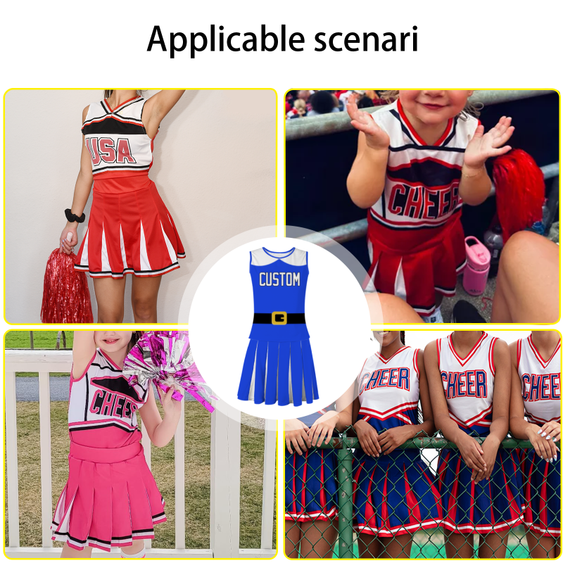 Custom Royal Blue White-Black Modern Style Fashion Durable Cheerleader Outfit