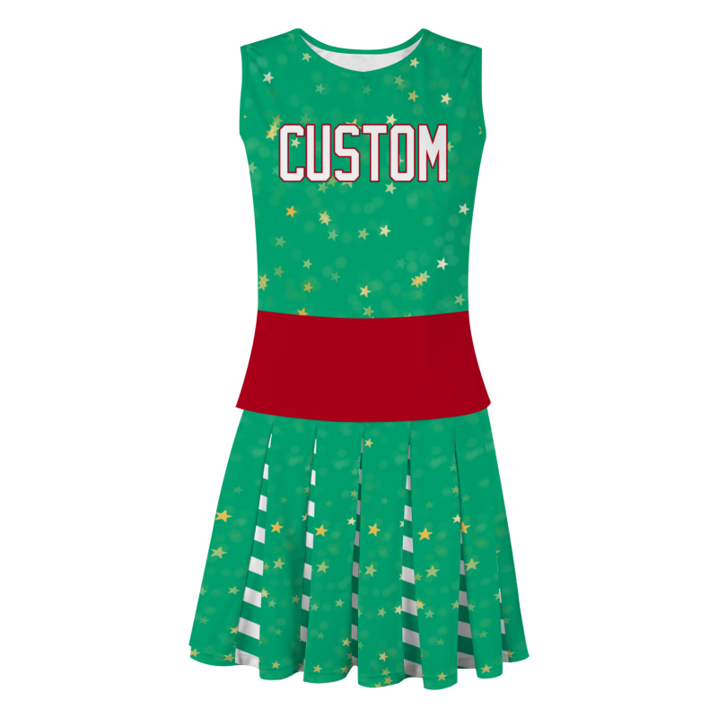 Custom Green White-Red Modern Style Fashion Durable Cheerleader Outfit