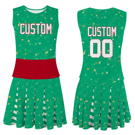 Custom Green White-Red Modern Style Fashion Durable Cheerleader Outfit