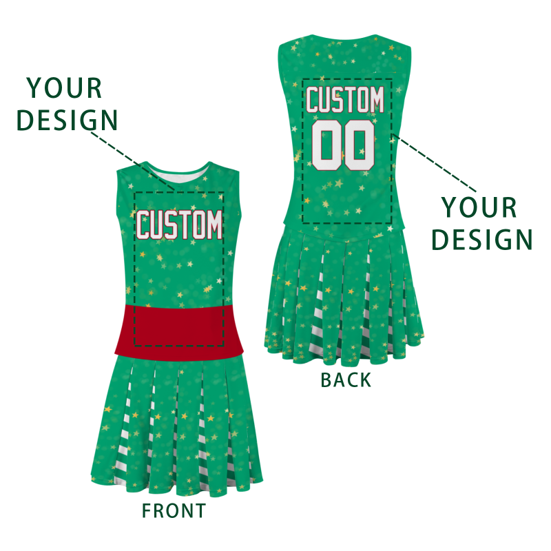 Custom Green White-Red Modern Style Fashion Durable Cheerleader Outfit