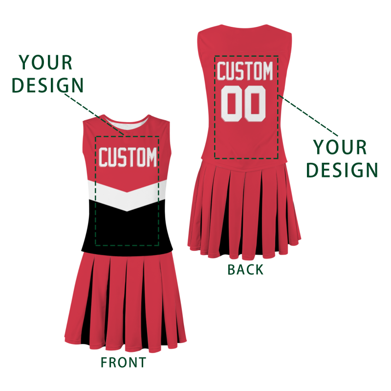 Custom Red White Modern Style Fashion Durable Cheerleader Outfit