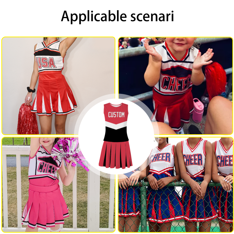 Custom Red White Modern Style Fashion Durable Cheerleader Outfit