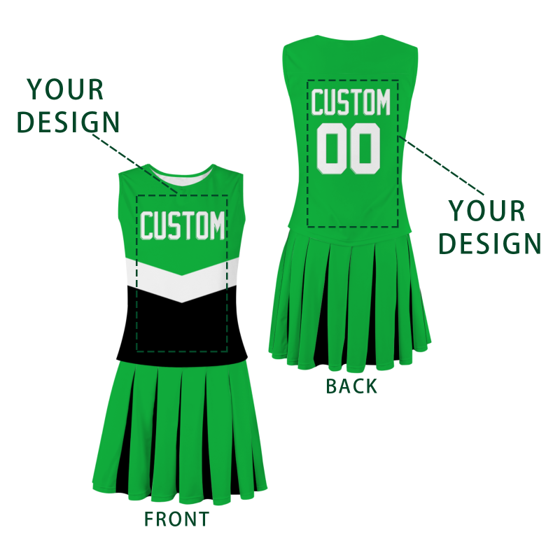 Custom Green White Modern Style Fashion Durable Cheerleader Outfit