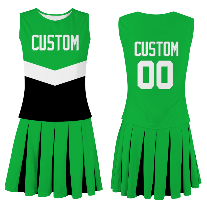 Custom Green White Modern Style Fashion Durable Cheerleader Outfit