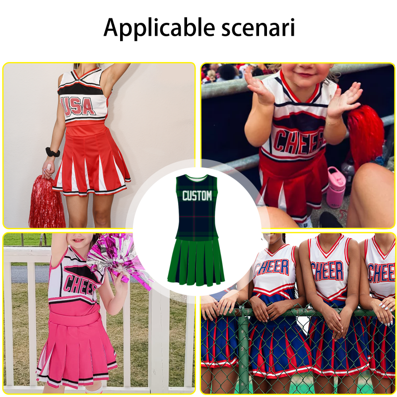 Custom Forest Green White-Green Modern Style Fashion Durable Cheerleader Outfit