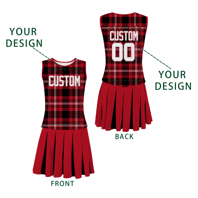Custom Brick Red White-Red Modern Style Fashion Durable Cheerleader Outfit