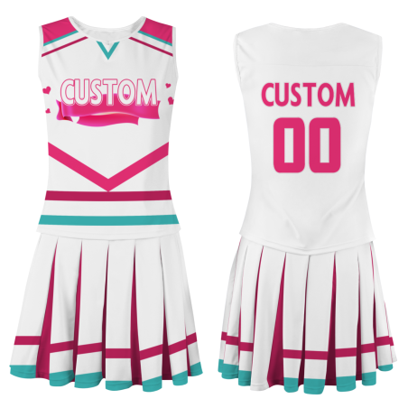 Custom White Magenta Modern Style Fashion Durable Cheerleader Outfit
