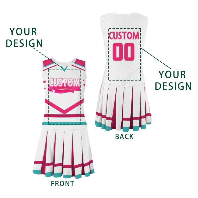 Custom White Magenta Modern Style Fashion Durable Cheerleader Outfit