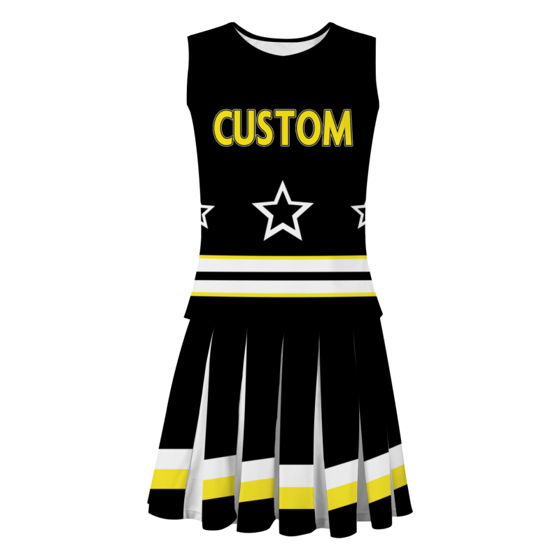 Custom Black Yellow-Black Modern Style Fashion Durable Cheerleader Outfit