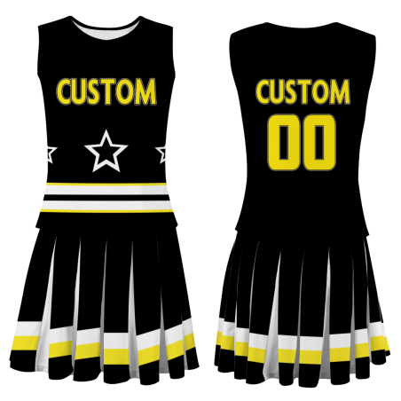 Custom Black Yellow-Black Modern Style Fashion Durable Cheerleader Outfit