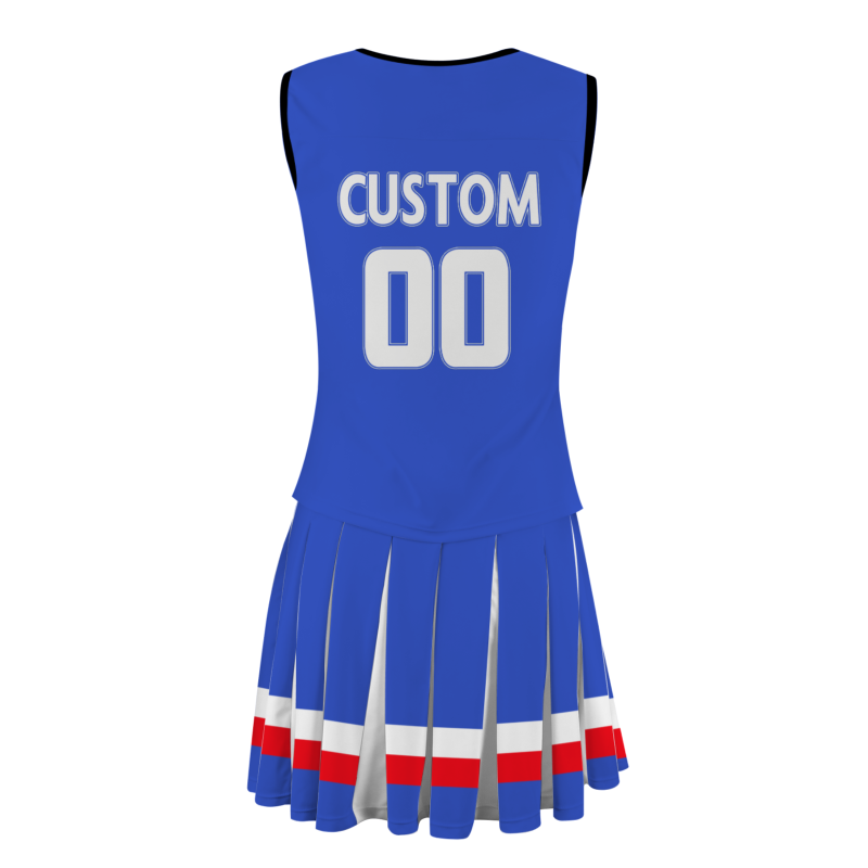 Custom Royal Blue White Modern Style Fashion Durable Cheerleader Outfit