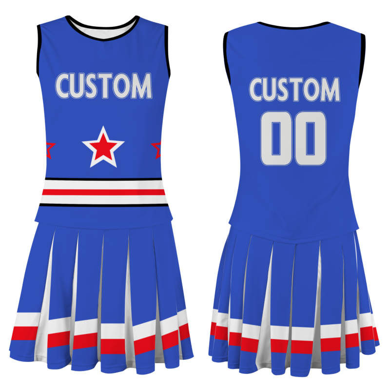 Custom Royal Blue White Modern Style Fashion Durable Cheerleader Outfit