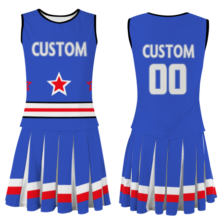 Custom Royal Blue White Modern Style Fashion Durable Cheerleader Outfit