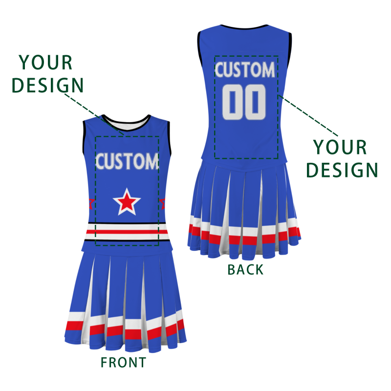 Custom Royal Blue White Modern Style Fashion Durable Cheerleader Outfit