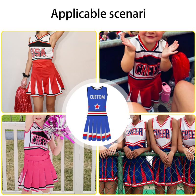 Custom Royal Blue White Modern Style Fashion Durable Cheerleader Outfit