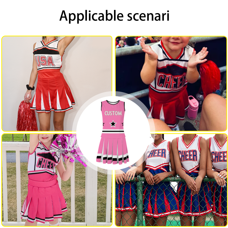 Custom Pink Beige Modern Style Fashion Durable Cheerleader Outfit