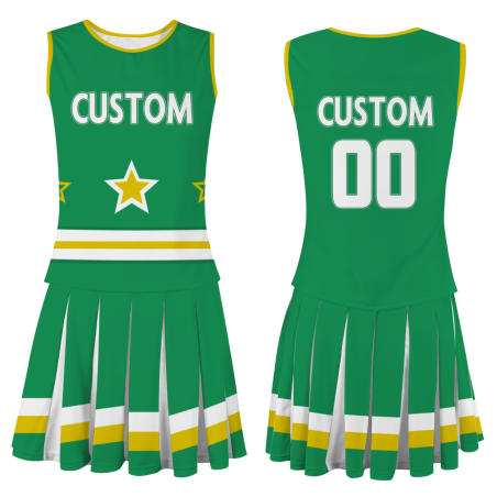 Custom Green White Modern Style Fashion Durable Cheerleader Outfit
