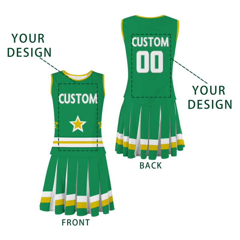 Custom Green White Modern Style Fashion Durable Cheerleader Outfit