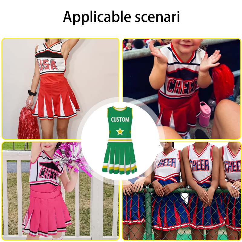 Custom Green White Modern Style Fashion Durable Cheerleader Outfit
