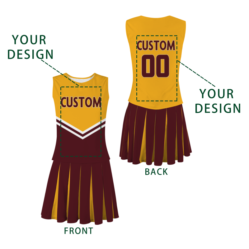 Custom Yellow Orange Dark Brown-White Stylish Designs Cheerleader Apparel