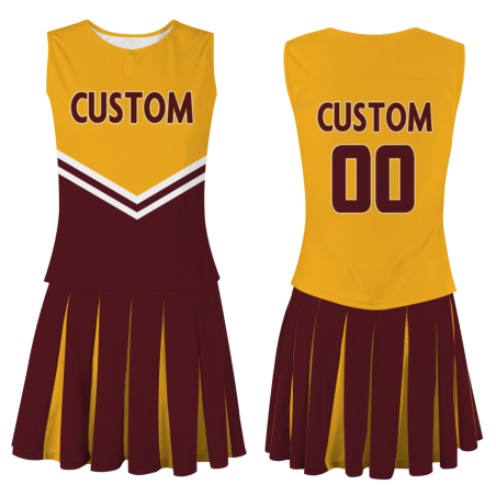 Custom Yellow Orange Dark Brown-White Stylish Designs Cheerleader Apparel