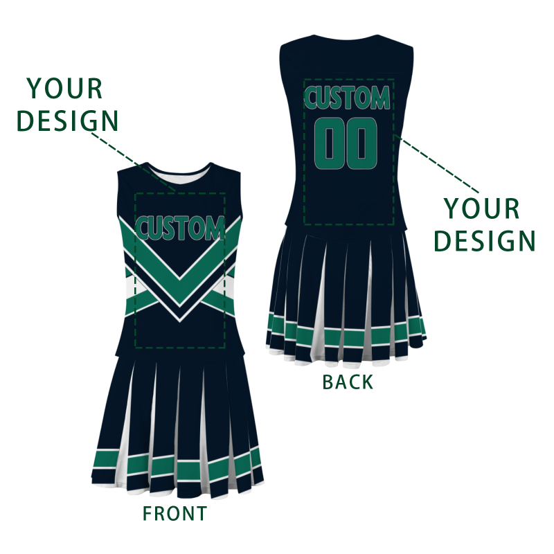 Custom Black Pine Green-White Stylish Designs Cheerleader Apparel