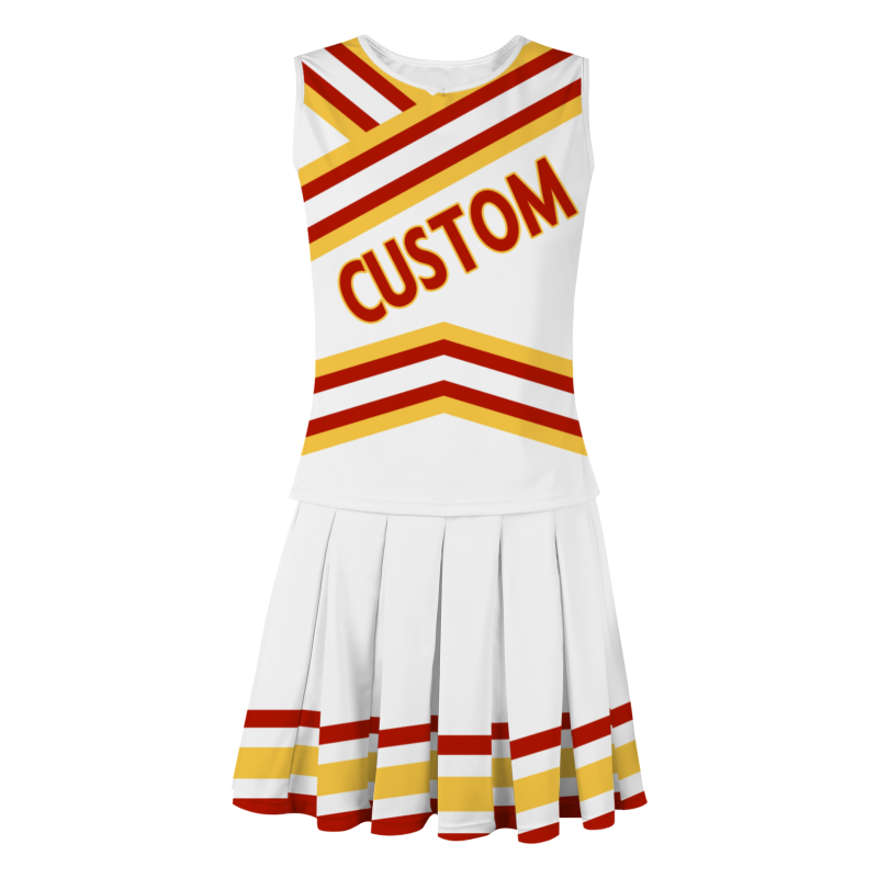Custom white Red-Yellow Stylish Designs Cheerleader Apparel