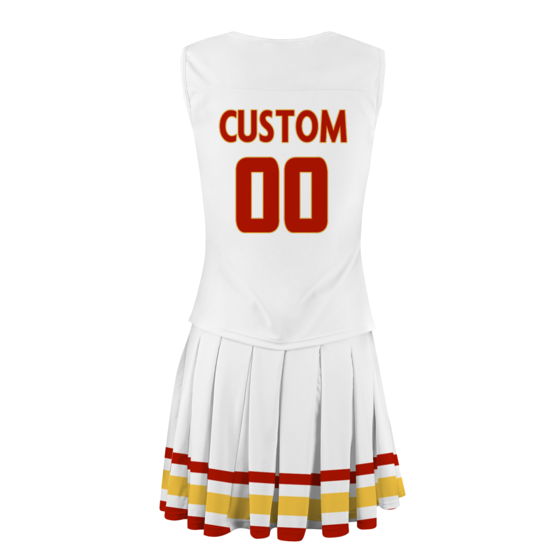Custom white Red-Yellow Stylish Designs Cheerleader Apparel