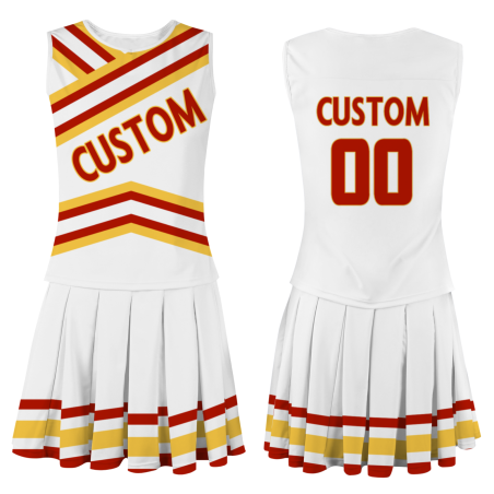 Custom white Red-Yellow Stylish Designs Cheerleader Apparel
