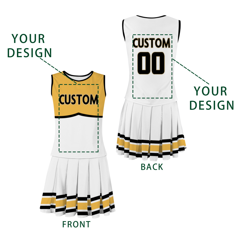 Custom white Red-Yellow Stylish Designs Cheerleader Apparel