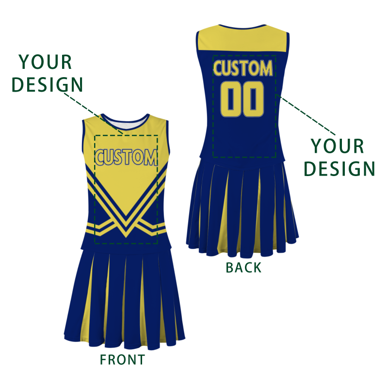 Custom Pure Blue Yellow-Pure Blue Stylish Designs Cheerleader Apparel
