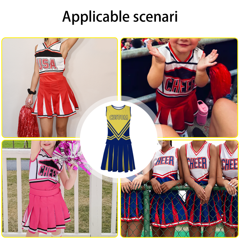 Custom Pure Blue Yellow-Pure Blue Stylish Designs Cheerleader Apparel