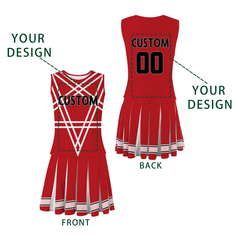 Custom Red Black-White Stylish Designs Cheerleader Apparel