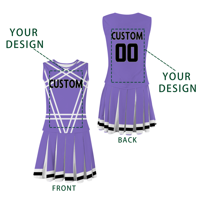 Custom Light Purple Black-White Stylish Designs Cheerleader Apparel