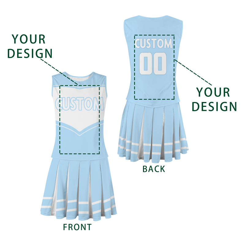 Custom Light Blue White-Light Blue Stylish Designs Cheerleader Apparel