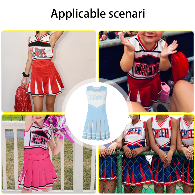 Custom Light Blue White-Light Blue Stylish Designs Cheerleader Apparel