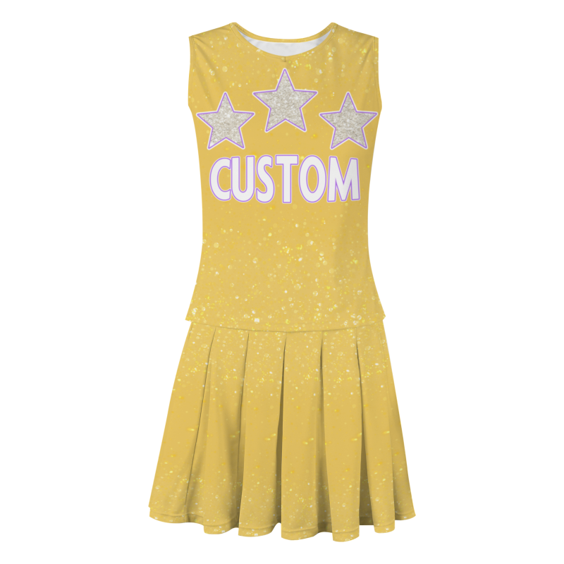 Custom Light Gold White-Purple Stylish Designs Cheerleader Apparel