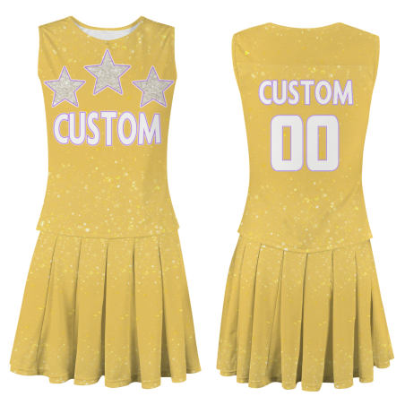 Custom Light Gold White-Purple Stylish Designs Cheerleader Apparel