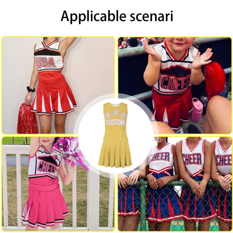 Custom Light Gold White-Purple Stylish Designs Cheerleader Apparel