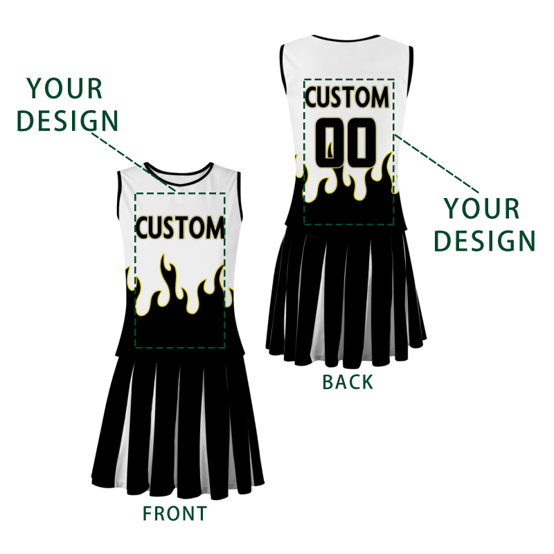 Custom Black Black-Yellow Stylish Designs Cheerleader Apparel
