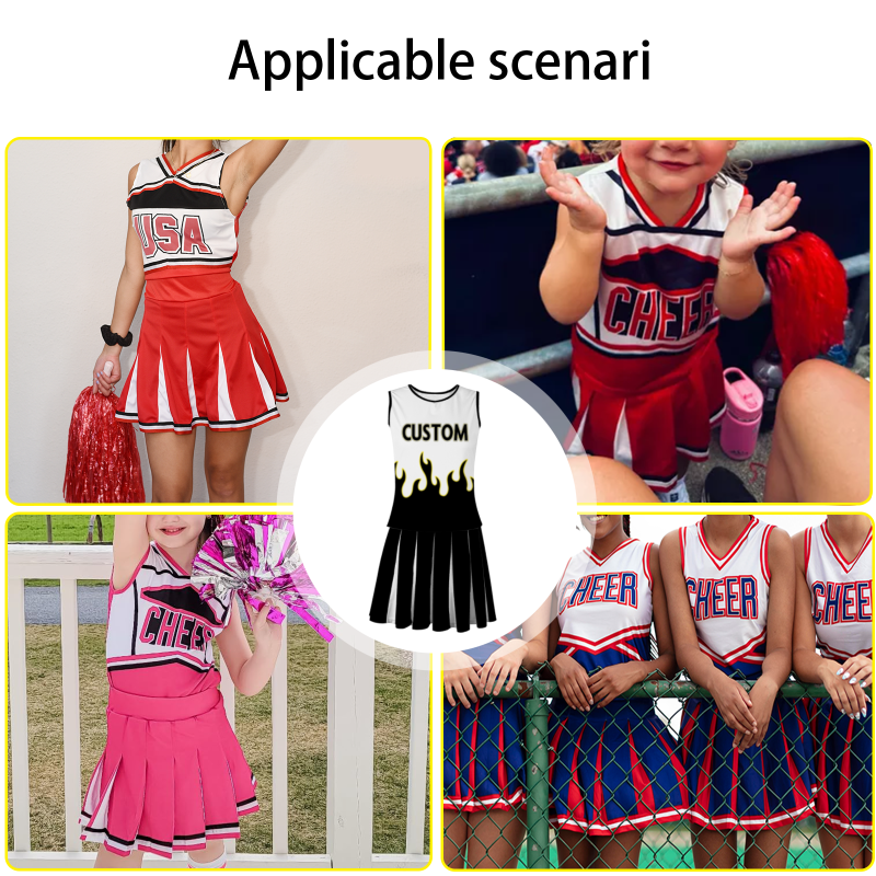Custom Black Black-Yellow Stylish Designs Cheerleader Apparel