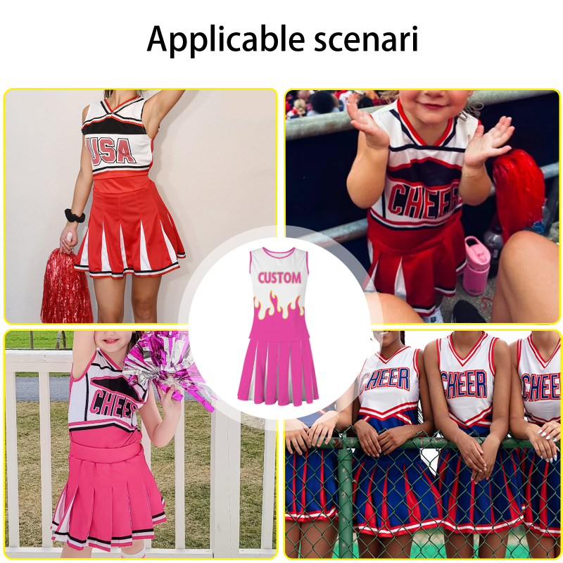 Custom Pink Pink-Yellow Stylish Designs Cheerleader Apparel