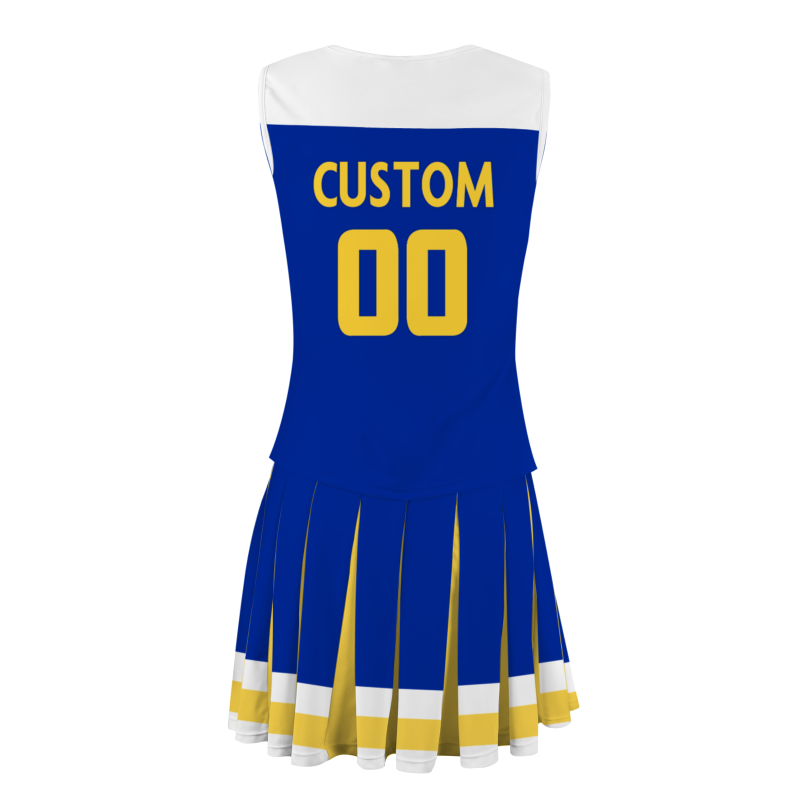 Custom Royal Blue White-Yellow Stylish Designs Cheerleader Apparel