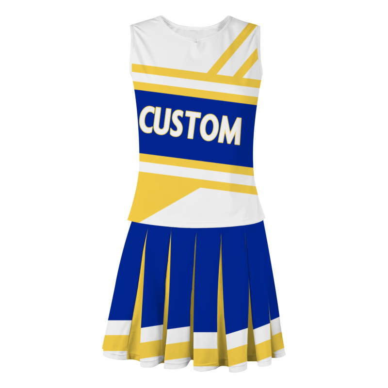 Custom Royal Blue White-Yellow Stylish Designs Cheerleader Apparel
