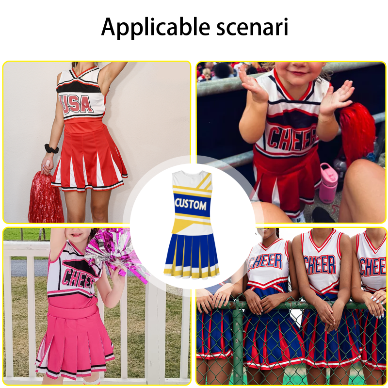 Custom Royal Blue White-Yellow Stylish Designs Cheerleader Apparel