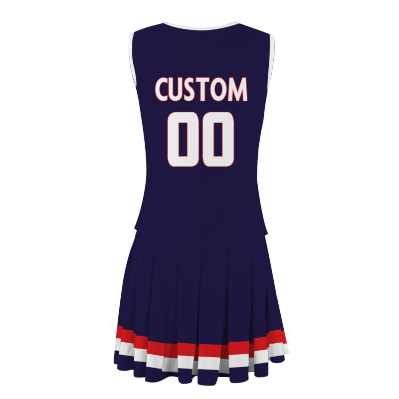 Custom Dark Blue White-Red Stylish Designs Cheerleader Apparel