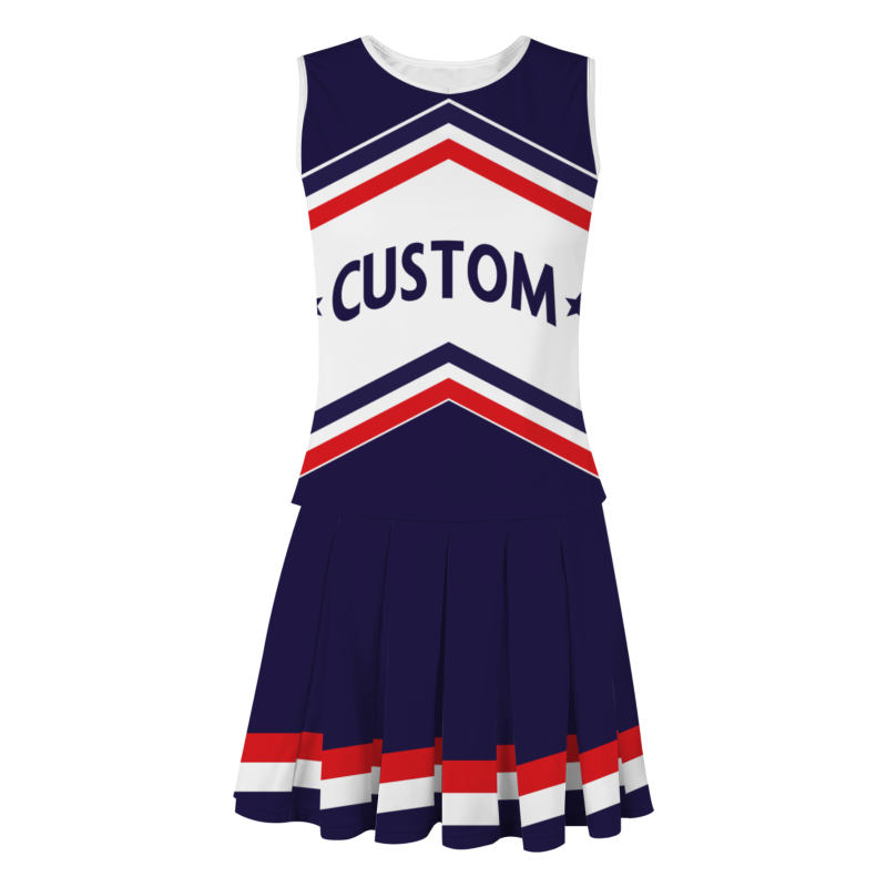 Custom Dark Blue White-Red Stylish Designs Cheerleader Apparel