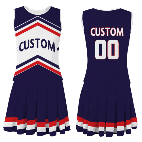 Custom Dark Blue White-Red Stylish Designs Cheerleader Apparel
